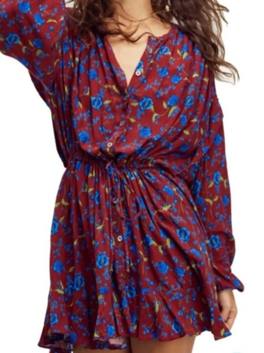 Free People Flower Fields Mini Dress Burgundy S